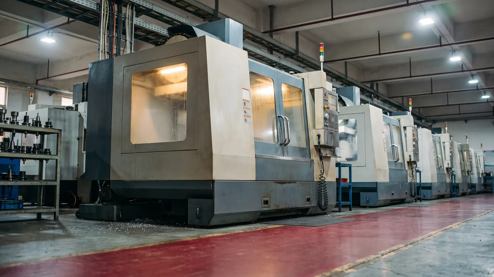 Nave de máquinas de control numérico trabajando en una planta metalmecánica